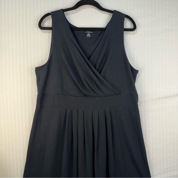 Land’s End Black Mini Dress Sleeveless Plus Size 1X Crossed V-Neck Cotton Blend - Picture 3 of 8